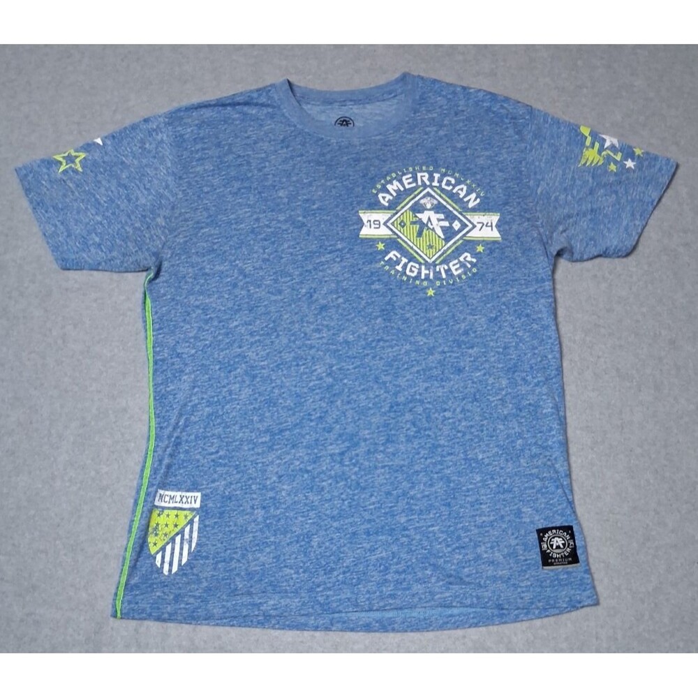 American Fighter Short Sleeve Graphic Tshirt Mens 2XL Heather Blue MMA Training